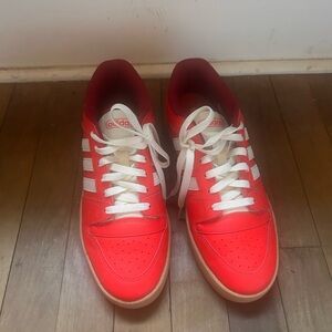Adidas Bright Red and White Sneakers